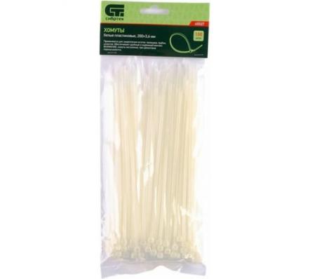 Хомуты, 200 х 3,6 мм, пластиковые, белые, 100 шт.// Сибртех