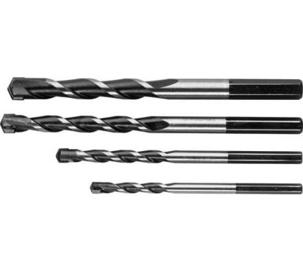 ЗУБР СУПЕР-6 4 шт: d 5-6-8-10 мм набор сверл по бетону с шестигранным хвостовиком ПРОФЕССИОНАЛ