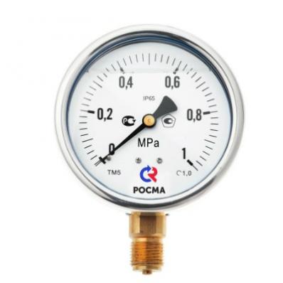 Манометр TM520P Dy 100 с нижним подкл. из нерж.стали 1/2