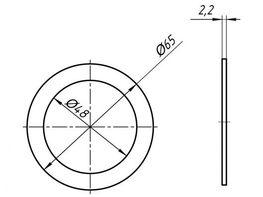 Прокладка плоская под горловину D.65х48х2 (М065)