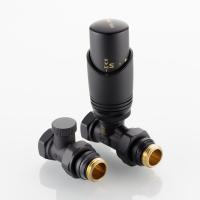 Комплект терморегулирующего оборудования для радиатора угловой (черный)