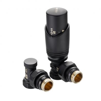 Комплект терморегулирующего оборудования для радиатора угловой (черный)