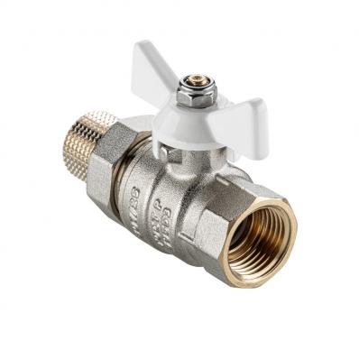 Кран шаровой BASE-ГОСТ  со сгоном с белой рукояткой-бабочкой вн.-нар. DN15, PN40, 1/2