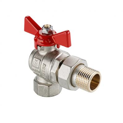 Кран шаровой BASE-ГОСТ угловой со сгоном с рукояткой-бабочкой вн.-нар. DN25, PN40, 1