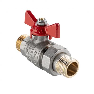 Кран шаровой BASE-ГОСТ  со сгоном с рукояткой-бабочкой нар.-нар. DN15, PN40, 1/2